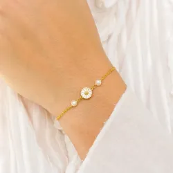 margeritt perle armbånd i forgylt sølv