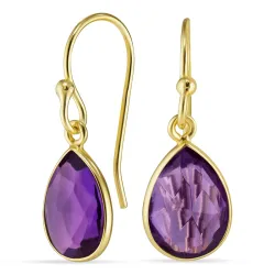 dråpe ametyst øredobber i forgylt sølv - Loom Stones
