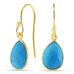 dråpe syntetisk turkis øredobber i forgylt sølv - Loom Stones