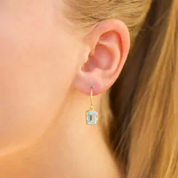 firkantet blå topas øredobber i forgylt sølv - Loom Stones