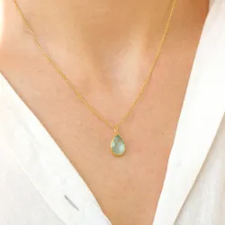 dråpe blå krystall anheng i forgylt sølv - Loom Stones