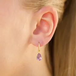 dråpe lilla amatyst øredobber i forgylt sølv - Loom Stones
