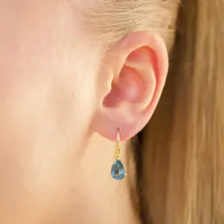 dråpe mørkeblå krystall øredobber i forgylt sølv - Loom Stones