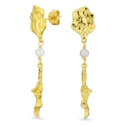 lange perle øredobber i forgylt sølv