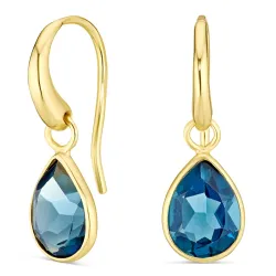 mørkeblå krystall øredobber i forgylt sølv - Loom Stones