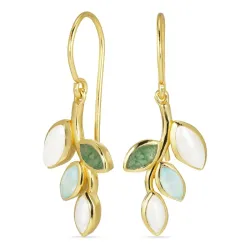 blad øredobber i forgylt sølv - Loom Stones