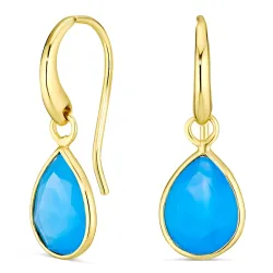 blå kalsedon øredobber i forgylt sølv - Loom Stones