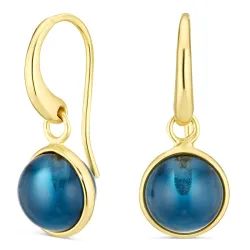 mørkeblå krystall øredobber i forgylt sølv