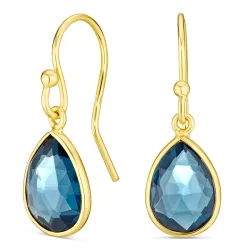 mørkeblå krystall øredobber i forgylt sølv - Loom Stones