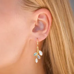 blad hvit krystall øredobber i forgylt sølv - Loom Stones