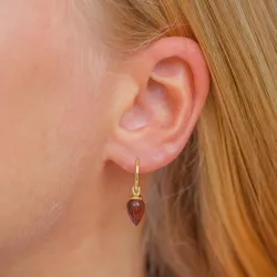 rød krystall øredobber i forgylt sølv - Loom Stones