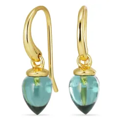 aqua krystall øredobber i forgylt sølv - Loom Stones