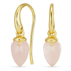 rosa kvarts øredobber i forgylt sølv - Loom Stones