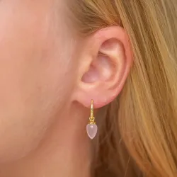 rosa kvarts øredobber i forgylt sølv - Loom Stones