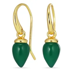 grønn krystall øredobber i forgylt sølv - Loom Stones