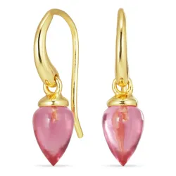 rosa krystall øredobber i forgylt sølv - Loom Stones