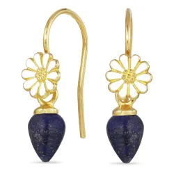 margeritt lapis lazuli ørekroker i forgylt sølv