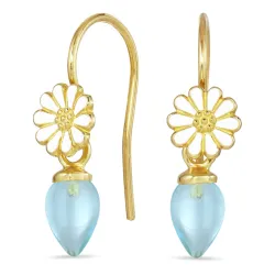 margeritt blå krystall ørekroker i forgylt sølv