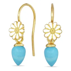 margeritt turkis ørekroker i forgylt sølv