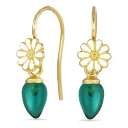 margeritt grønn krystall ørekroker i forgylt sølv