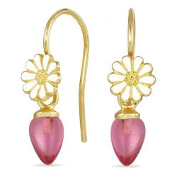 margeritt rosa krystall ørekroker i forgylt sølv