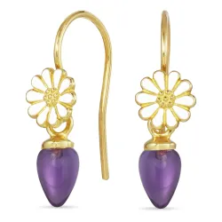 margeritt lilla krystall ørekroker i forgylt sølv