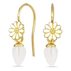 margeritt månestein ørekroker i forgylt sølv