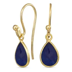 dråpe jadestein ørekroker i forgylt sølv