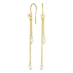 lange perle kjedeøreringer i forgylt sølv