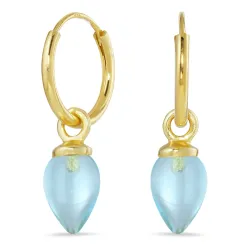 12 mm blå krystall creol i forgylt sølv