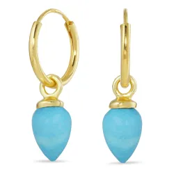 12 mm turkis creol i forgylt sølv