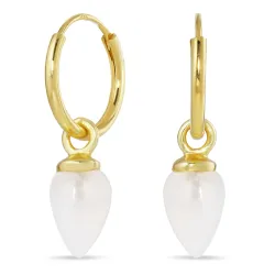 12 mm månestein creol i forgylt sølv