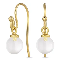 8 mm klar quartz ørekroker i forgylt sølv