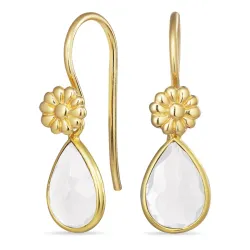 dråpe månestein ørekroker i forgylt sølv