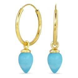 18 mm turkis creol i forgylt sølv