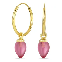 18 mm rosa krystall creol i forgylt sølv