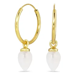 18 mm månestein creol i forgylt sølv