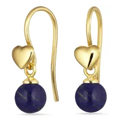 hjerte lapis lazuli ørekroker i forgylt sølv
