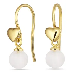 hjerte månestein ørekroker i forgylt sølv