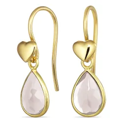 hjerte dråpe hvit krystall ørekroker i forgylt sølv