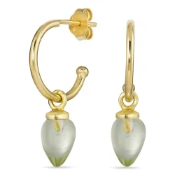 12 mm grønn krystall creol i forgylt sølv