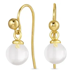 8 mm klar quartz ørekroker i forgylt sølv