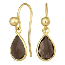 dråpe røykfarget krystall ørekroker i forgylt sølv