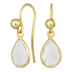 dråpe månestein ørekroker i forgylt sølv