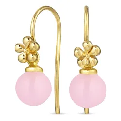 blomst rosa krystall ørekroker i forgylt sølv