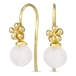 blomst månestein ørekroker i forgylt sølv