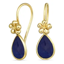 dråpe jadestein ørekroker i forgylt sølv