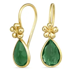 dråpe grønn onyks ørekroker i forgylt sølv