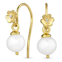 blomst perle ørekroker i forgylt sølv