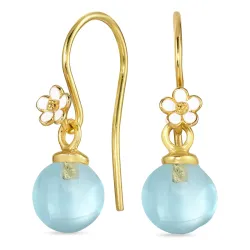 margeritt lyseblå krystall ørekroker i forgylt sølv